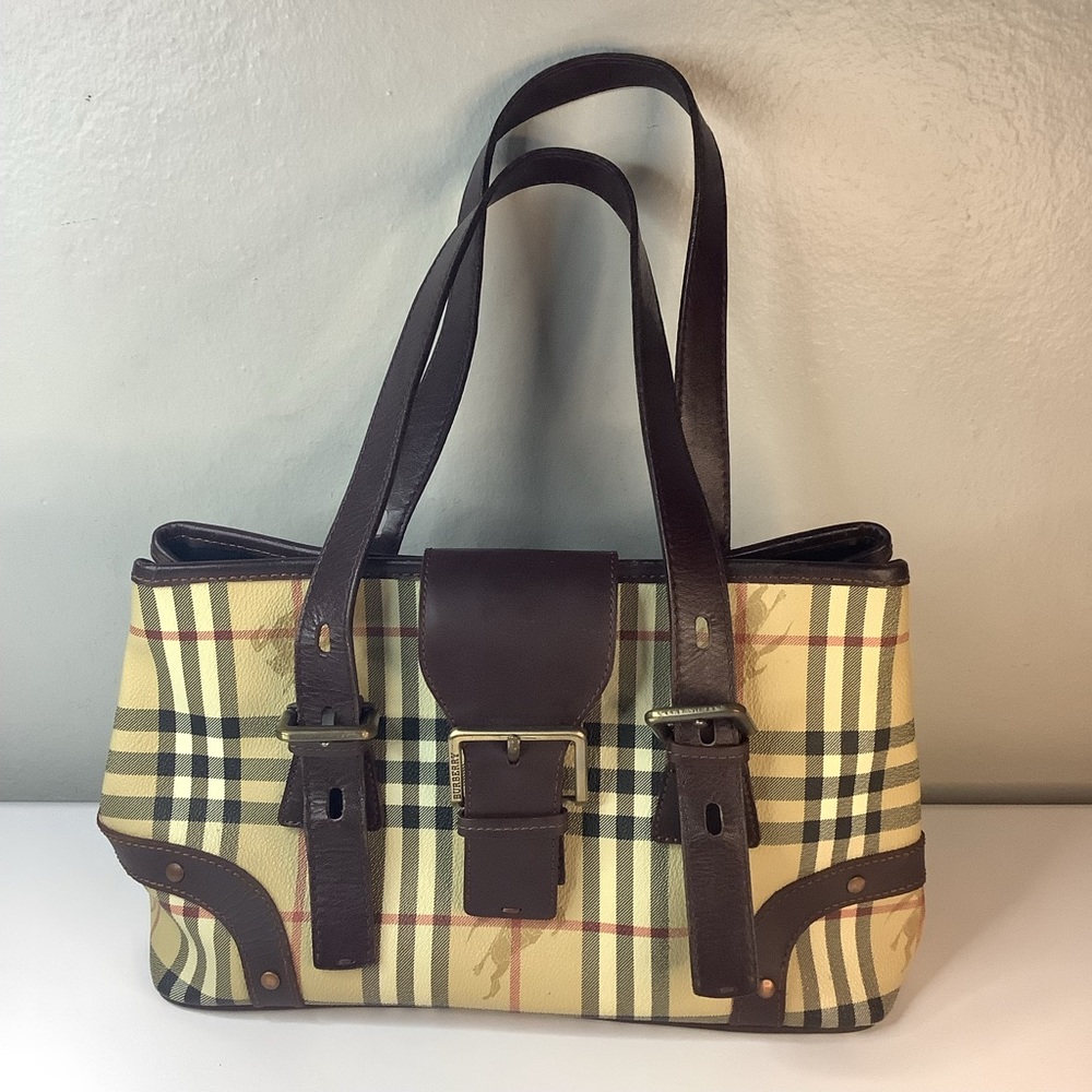 🛍BURBERRY Vintage Coated Canvas(PVC) House Check Shoulder bag🛍